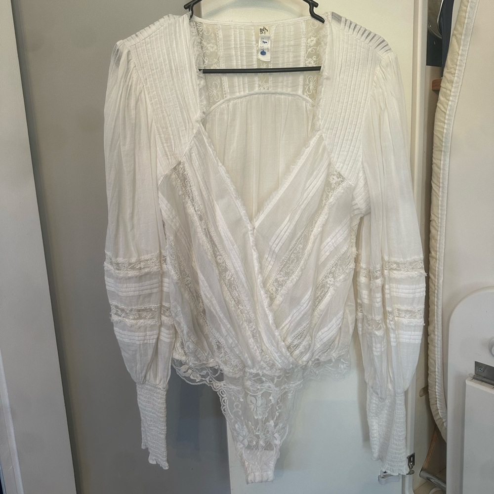 Free People White Lace Blouse